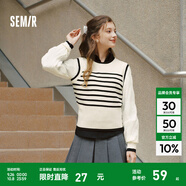 森馬（Semir）森馬針織衫女短款假兩件條紋氣質(zhì)2024春套頭衫通勤 白黑色調00319 XL 170/92A