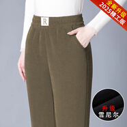 君應加絨褲女外穿棉褲冬季加厚女褲媽媽褲燈芯絨女褲東北羊羔絨保暖褲 卡其色【新升級 春秋不加絨】 3XL 【145-160斤】