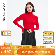 朗姿【王楚然同款】純羊毛高領(lǐng)針織衫秋冬內搭打底上衣曠野美拉德 中國紅 M