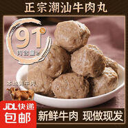潮汕正宗手打牛肉丸汕頭牛筋丸潮州特產(chǎn)手工牛肉丸子火鍋燒烤食材 牛肉丸半斤+牛筋丸半斤（雙拼款）