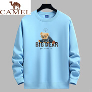 駱駝（CAMEL）潮牌圓領(lǐng)衛衣男春秋冬季青少年初中學(xué)生加絨加厚打底衫長(cháng)袖T恤潮 天藍 2XL