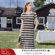 香影流蘇條紋黑色t恤女短袖2025夏裝新款寬松休閑風(fēng)正肩圓領(lǐng)上衣 黑色L85S798 連衣裙 S 155/80A/85-95斤