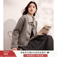 香影【貓貓絨】牛角扣麂皮絨短外套女秋冬小個(gè)子皮毛一體仿生皮草 灰色 S