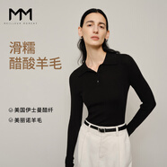 麥檬MM爆款寬松連帽質(zhì)感針織衫毛衣上衣25秋冬新款 Polo領(lǐng)-黑色-長袖5F7932692 S