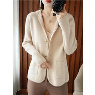 AEMAPE2025秋冬新款短款開(kāi)衫外套毛衣女加厚針織衫時(shí)尚減齡顯瘦外搭上衣 本青色 S 【建議90-100斤】