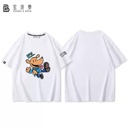 妙普樂(lè )神探狗狗貓咪彼蒂奈特格雷格卡通動(dòng)漫周邊夏男女棉短袖T恤半袖 奶油白1 L