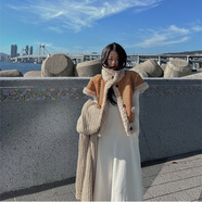 毛毛馬甲女款2024新韓國可逆減齡甜美毛絨短袖皮草女士一體 駝色 S 80-119斤