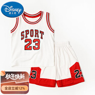 迪士尼（Disney）兒童網(wǎng)眼背心套裝薄款男童女童籃球服中大童運動童裝山東網(wǎng)店 2064白色23套裝 150 cm 適合身高140-145cm