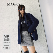 MO&Co.小香風(fēng)西裝權(quán)力外套羊毛混紡休閑西裝夾克外套女呢子外套 藍(lán)黑色-第1批 S 160