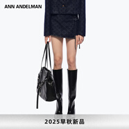 ANN ANDELMAN秋新款原牛鐳射燒花短裙不規(guī)則牛仔裙包臀半身裙 深藍(lán)色 M