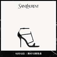 YSL圣羅蘭 女士CASSANDRA漆皮涼鞋黑色 黑色 41