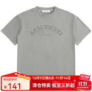AKSERIES25新款復古短袖T恤男小印花純色簡約舒適易搭AK男裝2500002 淺灰 XL