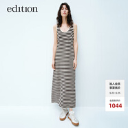 edition【E+春雨膠囊系列】春新款無(wú)袖條紋長(zhǎng)款背心針織裙百搭連衣裙女 杏黑條K01 L (170)