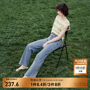 ONLY夏季涼感冰氧酷高腰顯瘦直筒褲牛仔褲女|124232025 J33 350水洗牛仔藍(lán) S (160) 64A（卡碼拍大）