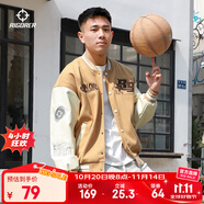 準(zhǔn)者棒球服外套男女春夏美式復(fù)古PU皮袖刺繡潮流百搭寬松運(yùn)動(dòng)夾克開衫 卡其色 XL (180)
