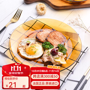 多萊斯 多萊斯 歐式玻璃泡面碗湯碗飯碗微波爐專(zhuān)用沙拉碗水果餐盤(pán)碟餐具 淺盤(pán)【23.5cm】