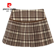 皮爾卡丹（pierre cardin）學(xué)院風(fēng)秋冬季百搭設(shè)計(jì)感2025新款高腰顯瘦毛呢百褶裙半身裙女 咖色格毛呢百褶短裙 S 建議【80-94斤】