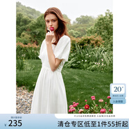 范思藍(lán)恩夏日憧憬法式甜美刺繡工藝連衣裙女夏季2024新款收腰裙子 白色 XS