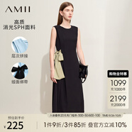 AMII女裝2025夏季新款優(yōu)雅通勤撞色綁帶圓領(lǐng)無(wú)袖連衣裙子女法 黑色 L 165/88A