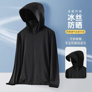 駱駝夏季高端冰絲防曬衣男2025新款透氣防曬服戶(hù)外釣魚(yú)外套  3  5X 黑色-防曬【可拆卸帽檐-帶冰感】 M