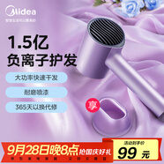 美的（Midea）1.5億負(fù)離子電吹風(fēng) 家用護(hù)發(fā)吹風(fēng)筒 家電國家補(bǔ)貼吹風(fēng)機(jī) MB-AJ0504極光紫 生日/節(jié)日禮物推薦