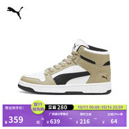 彪馬（PUMA）經(jīng)典復(fù)古籃球風(fēng)熊貓配色中幫板鞋男女REBOUND MID369573 橡樹棕-黑色-白-50 40