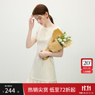 范思藍恩氣質(zhì)辣妹短袖連衣裙女2025夏新款收腰拼接百褶裙子2062 白色 M