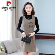 皮爾卡丹毛呢背帶裙2025秋冬新款時(shí)尚韓版連衣裙大碼女春季無(wú)袖打底裙 咖啡色 【2062】 S