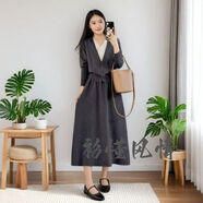 小紅書(shū)爆款法式秋冬季高級感針織套裝裙女新款兩件套V領(lǐng)上衣打底 灰色 【兩件套】 均碼  【參考尺碼表】