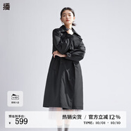 播90絨倪妮同款風(fēng)衣羽絨服202冬新品文藝插肩袖外套女DDQ4RD5534 K40黑色 L