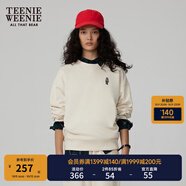 Teenie Weenie小熊秋季簡約圓領套頭衛(wèi)衣學院風短款上衣休閑時尚女 乳白色 S (160)