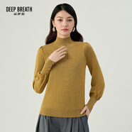 深呼吸DEEP BREATH女裝金屬扣可機洗純羊毛針織衫女A301328 芥末黃 3XL (7)
