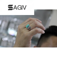 SAGIV蒙歌銀飾民族風(fēng)S925戒指蒙古元素男女藏族男戒 綠瑪瑙戒子復古款