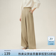 范思藍(lán)恩高腰慵懶感休閑拖地褲2024夏裝新品輕薄闊腿褲24FS12213 卡其色 M