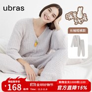 ubras【虞書(shū)欣同款】兔絨絨開(kāi)襟家居服套裝厚款女加絨睡衣冬季女 【長(zhǎng)袖長(zhǎng)褲套裝】拿鐵灰色 L