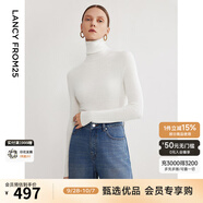 朗姿【王楚然同款】純羊毛高領(lǐng)針織衫秋冬內(nèi)搭打底上衣曠野美拉德 白色 M