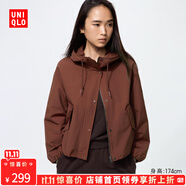優(yōu)衣庫【驚喜價】女裝休閑連帽短外套/時尚百搭479229 37 栗色 M /160/84A