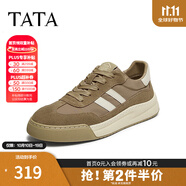 他她（TATA）男士阿甘男鞋復(fù)古德訓(xùn)鞋男運(yùn)動(dòng)休閑鞋厚底板鞋小白鞋PCB01AM5 QDR01AM4卡其/白 39