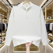 TOUCHPOINT輕奢潮牌半高領(lǐng)拉鏈長(cháng)袖T恤男戶(hù)外休閑百搭秋冬純色打底彈力上衣 珍珠白 常規 XL （建議135-155斤）