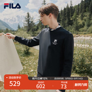 FILA斐樂(lè )男裝套頭衛衣秋冬商務(wù)休閑通勤圓領(lǐng)衛衣上衣 正黑色-BK 185/104A/XXL