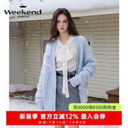 卓雅周末（JORYA weekend）24冬新款V領蝴蝶結單排扣寬松落肩馬海毛針織衫Q260658A 冰川藍 XS