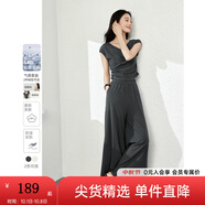 梵希蔓松弛感T恤套裝女2025年夏季新款上衣顯瘦闊腿褲休閑兩件套 M7153 鐵灰色（連肩袖） S