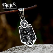 BEIER不銹鋼鑄造十字架盾牌項(xiàng)墜新款復(fù)古老人拐杖鈦鋼吊墜 單吊墜