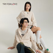 TRYFORLOVE原創(chuàng)情侶裝開衫毛衣高級感2025新款針織秋冬外套男女 米白色 XL