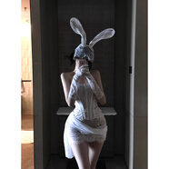 山頭林村絕美重工萬(wàn)圣節服裝性感連衣裙蕾絲溫柔包臀兔女郎制服 白色(連衣裙)+頭飾+手套 均碼