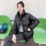 紫昕月新款黑色羽絨棉服女2025韓版棉衣加厚修身棉襖潮外套時(shí)尚短款上衣 【黑色】 S 【80斤-100斤】