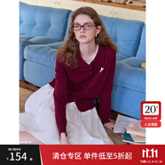 范思藍(lán)恩范思藍(lán)恩美式復(fù)古Polo領(lǐng)針織衫長袖女春2025新款通勤百搭上衣1363 安可拉紅-長袖 S