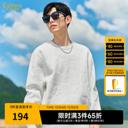 卡賓（CABBEEN）【創(chuàng  )意棋盤(pán)格】男裝提花針織衫2024秋冬新款寬松休閑情侶毛衣 米白色12 L /175/50