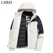 LHRH輕奢高檔品牌 羽絨服女外套沖鋒衣三合一可拆卸防風(fēng)派克服男女 QF-09A-1三合一【男】暖白—黑色 5XL (男款195-210斤)