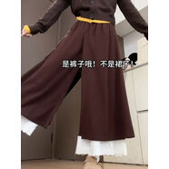 無(wú)疆妙品小紅書(shū)爆款來(lái)襲韓系甜美風(fēng)蕾絲拼接半身裙褲女秋冬寬松遮 棕色 M